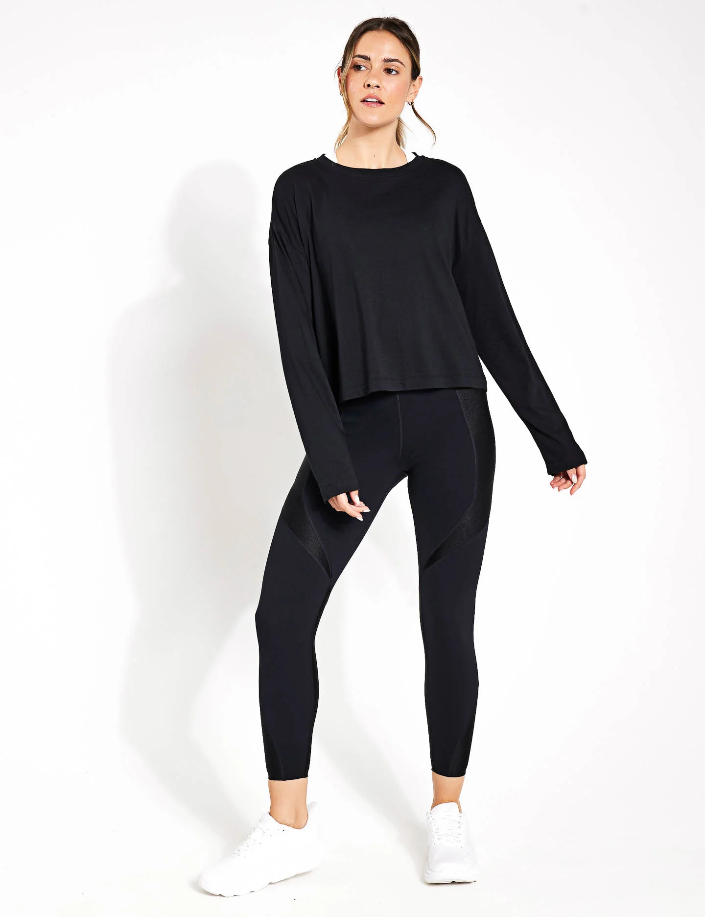 Essential Crop Long Sleeve T-Shirt - Black - Image 4