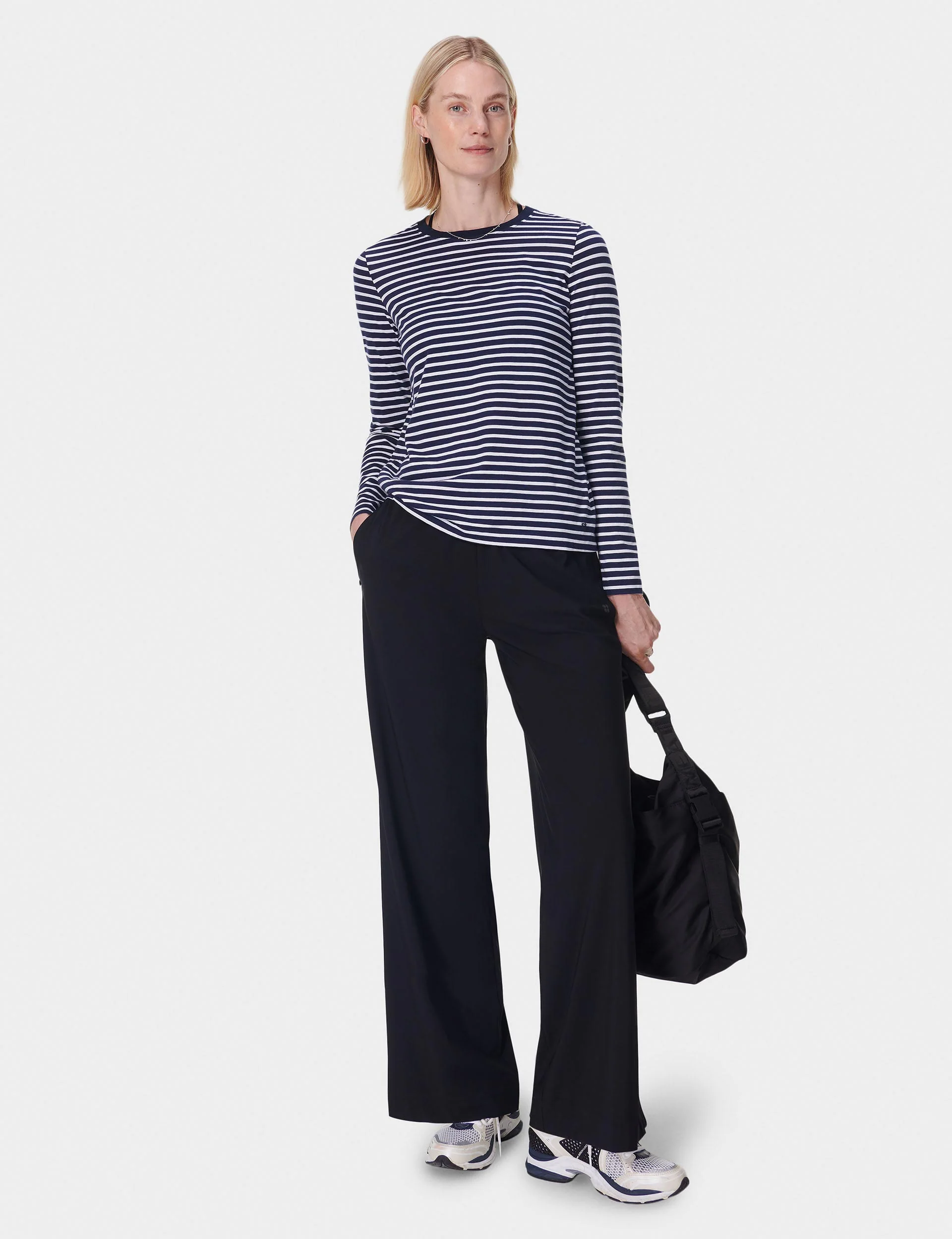 Essential Long Sleeve T-Shirt - Navy Blue White Stripe - Image 5
