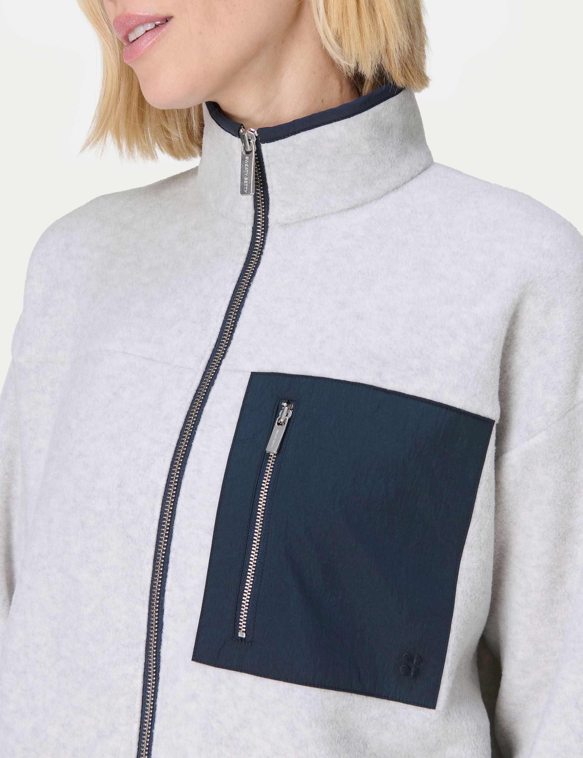 Mallow Zip Through - Mottled Grey/Navy Blue - Image 3