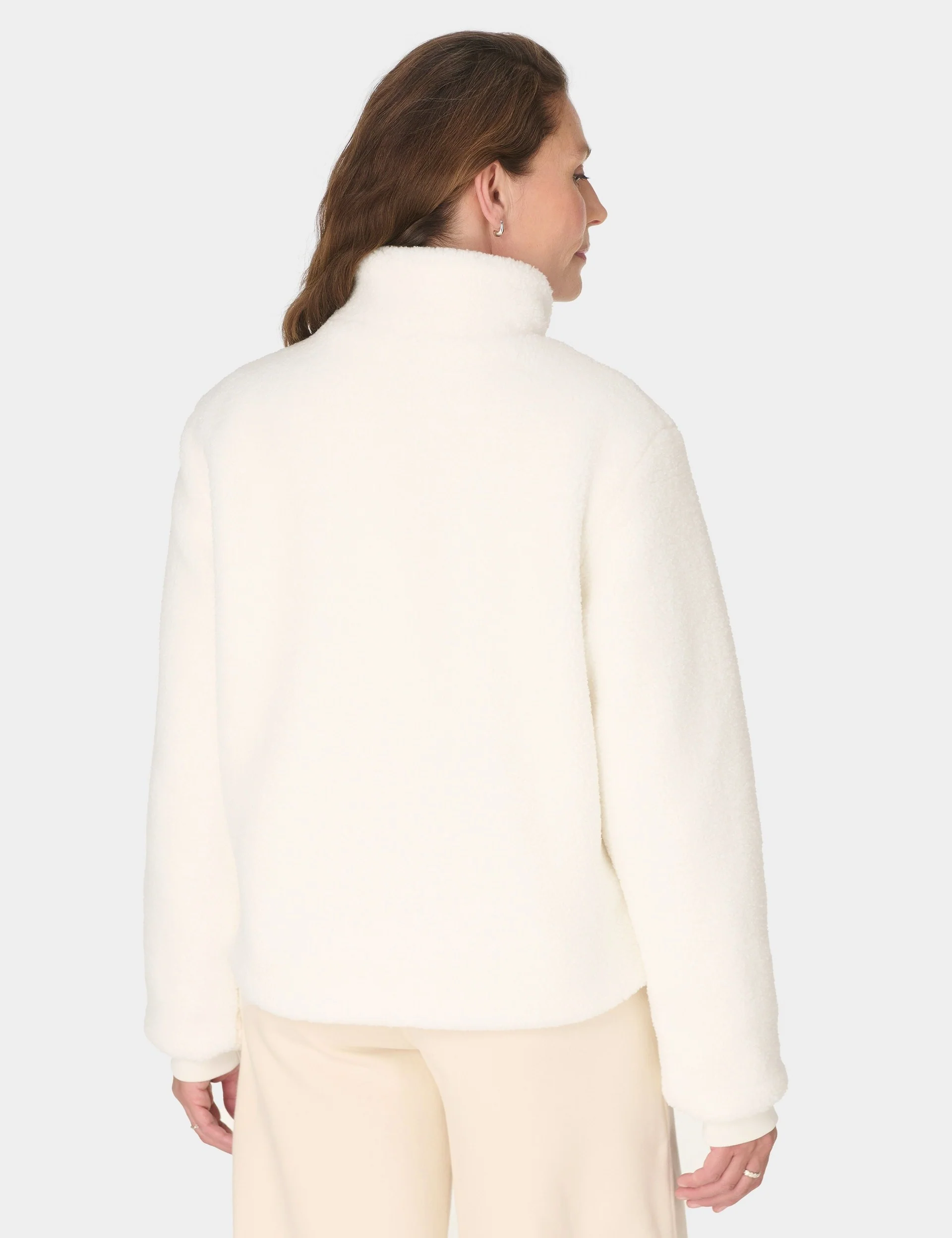 Navigate Sherpa Zip Up Jacket - Studio White - Image 2