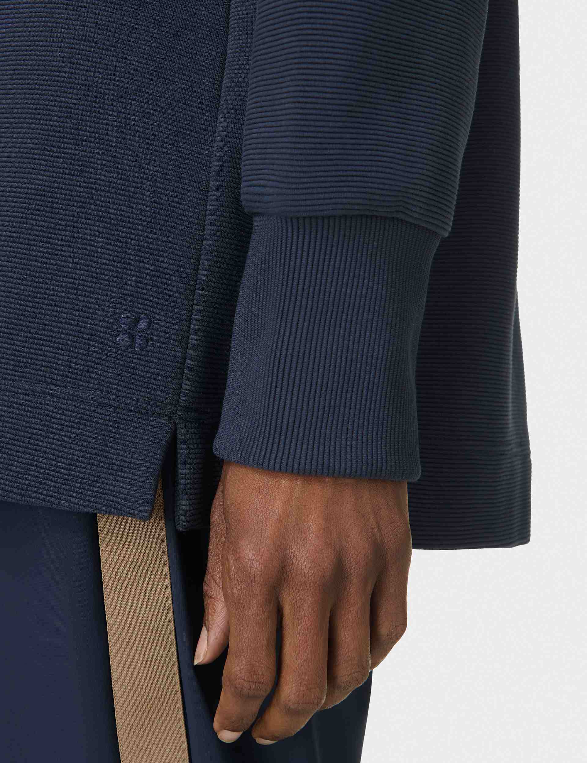 Peaceful Rib Half Zip Sweatshirt - Navy Blue - Image 4