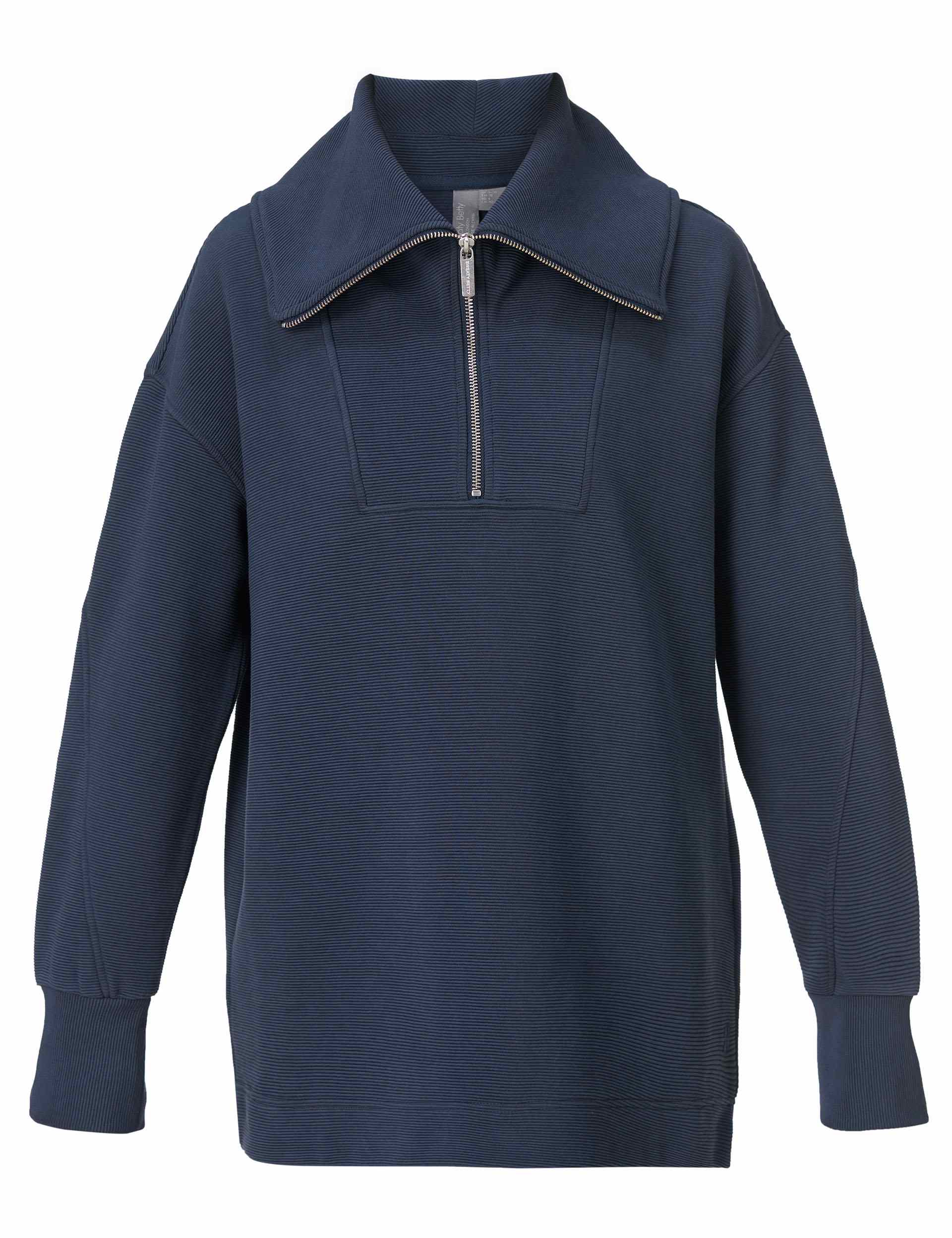 Peaceful Rib Half Zip Sweatshirt - Navy Blue - Image 8