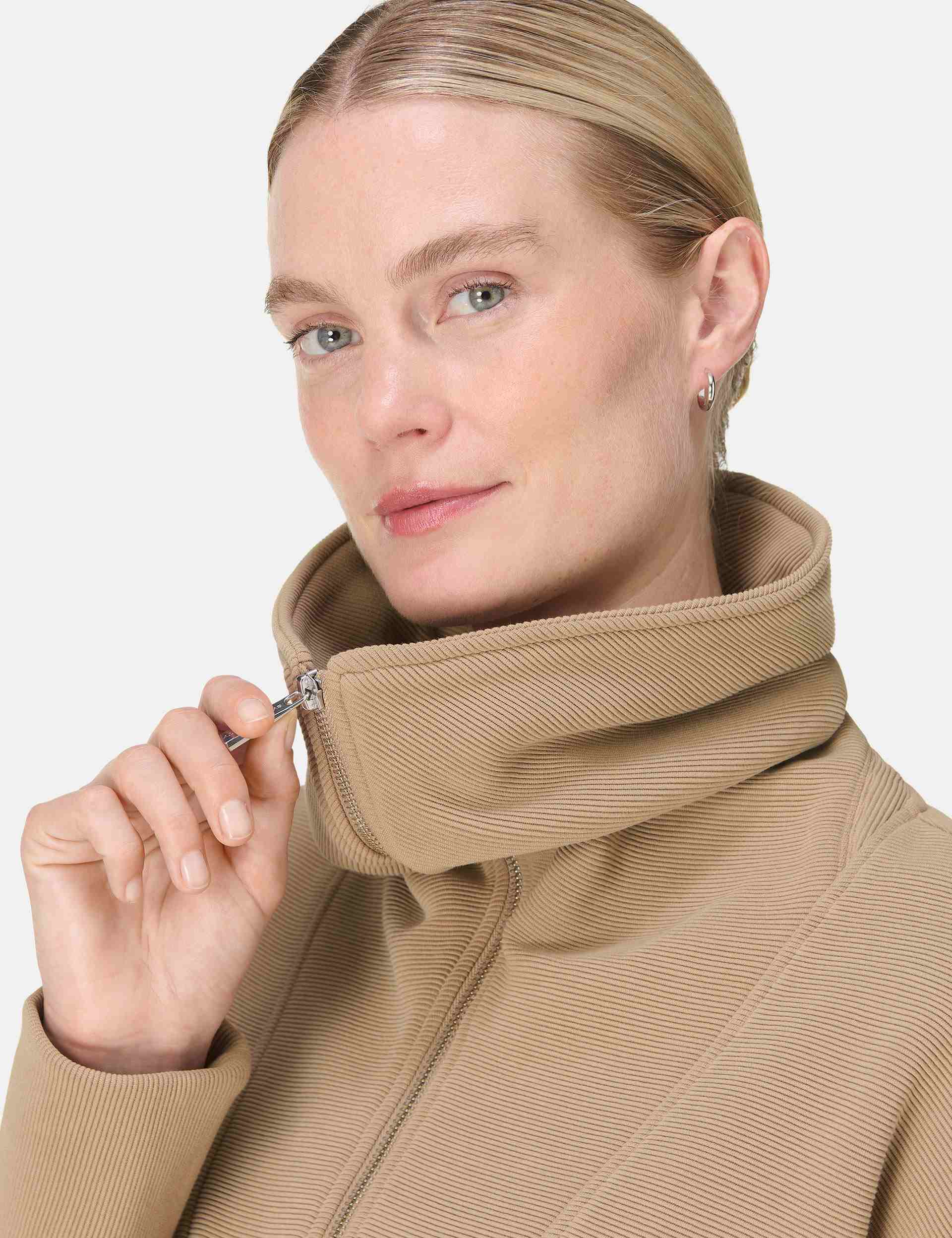 Peaceful Rib Half Zip Sweatshirt - Sepia Brown - Image 3