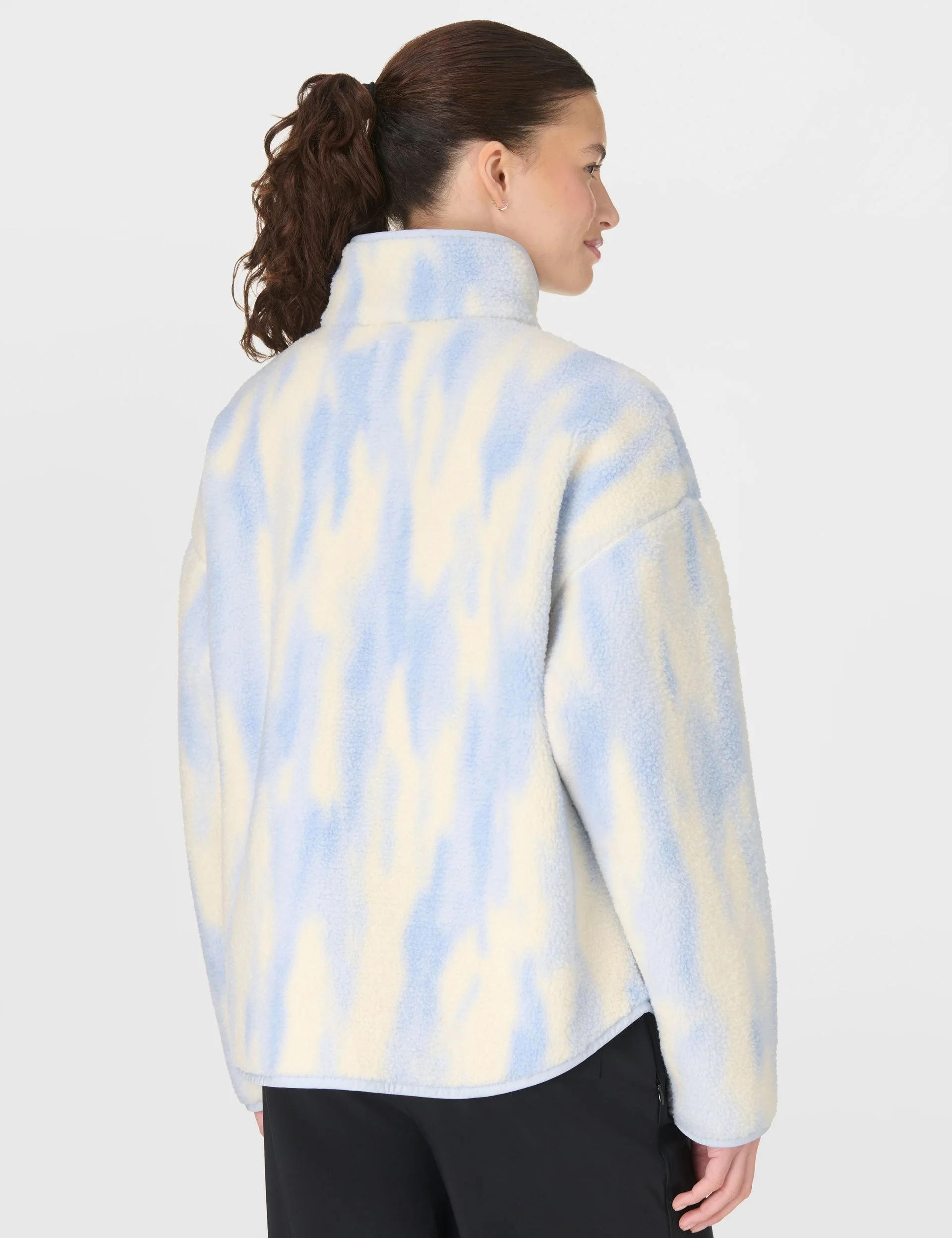 Plush Half Zip Fleece - Blue Waterfall Texture Print - Image 2