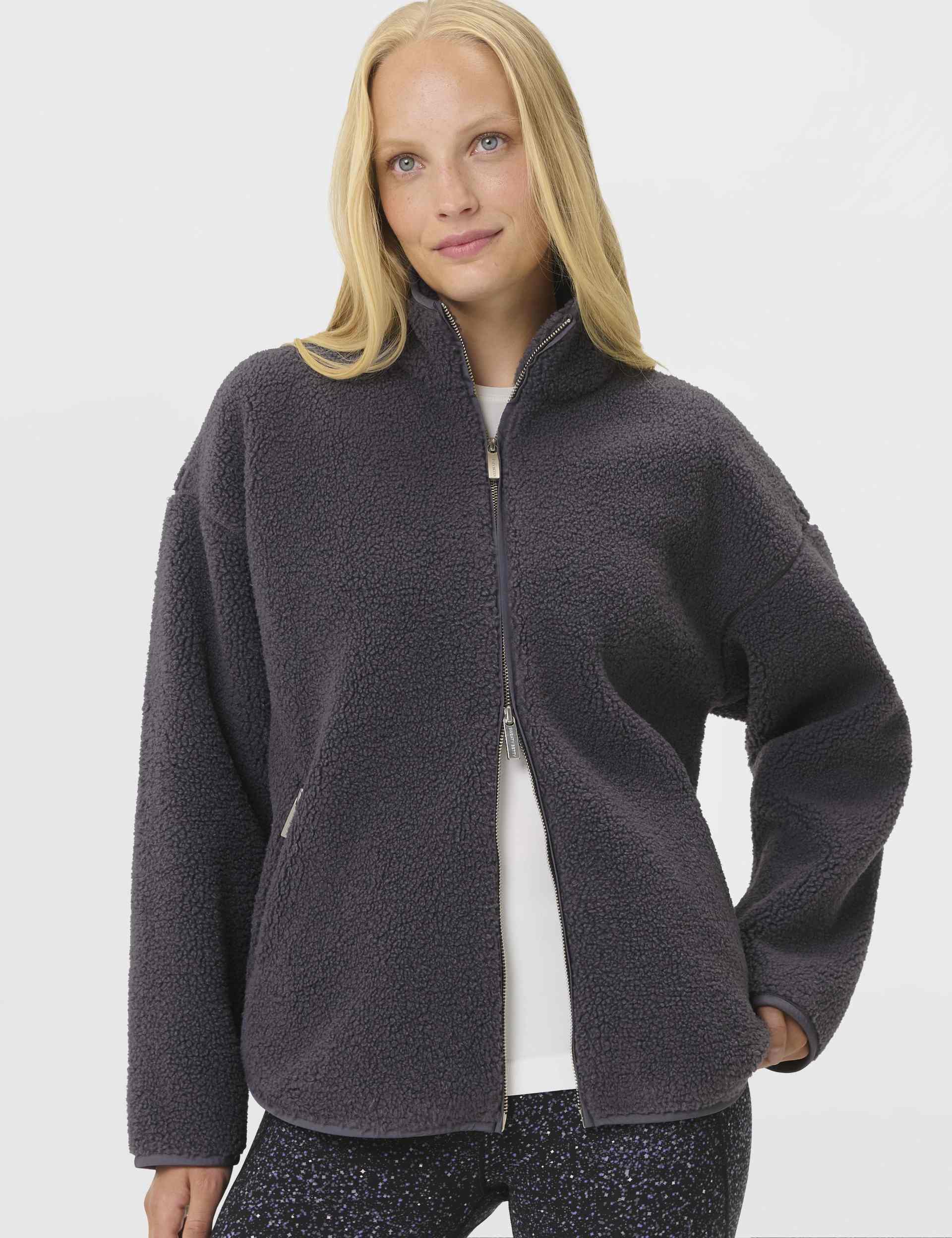 Plush Textured Zip Up Fleece - Nebula Blue - Image 5