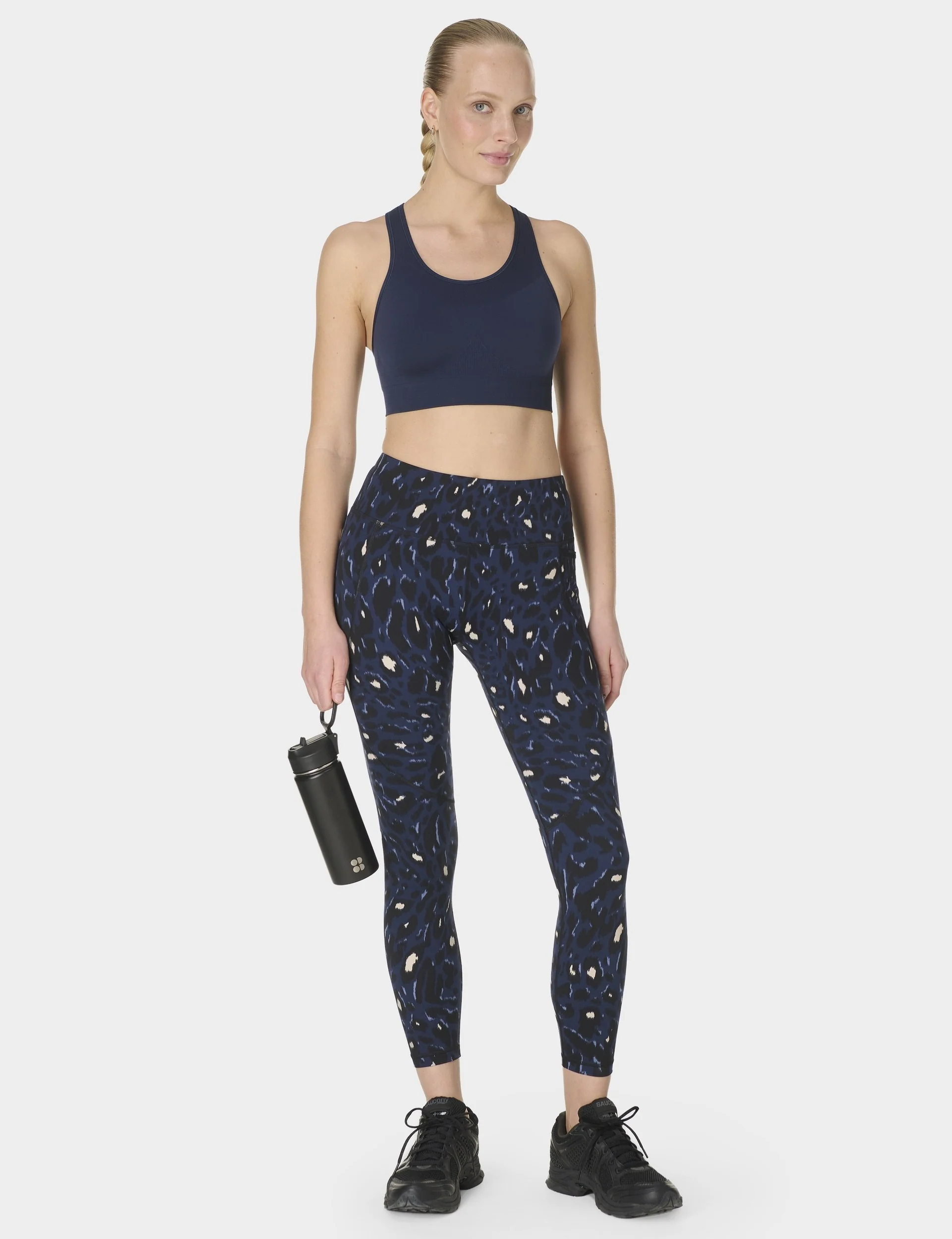 Power 7/8 Gym Leggings - Blue Abstract Leopard Print - Image 7