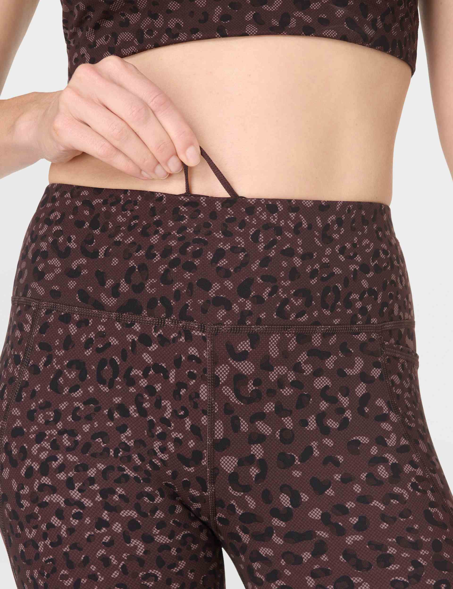 Power 7/8 Gym Leggings - Brown Leopard Dot Print - Image 3