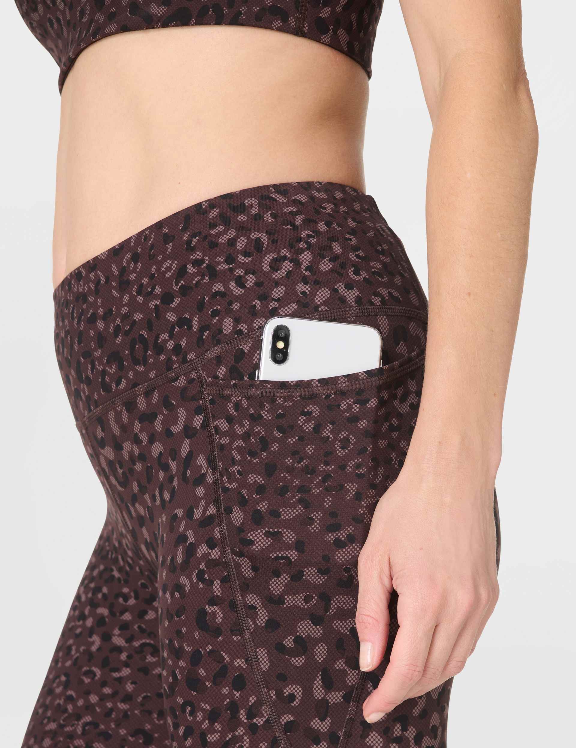 Power 7/8 Gym Leggings - Brown Leopard Dot Print - Image 4