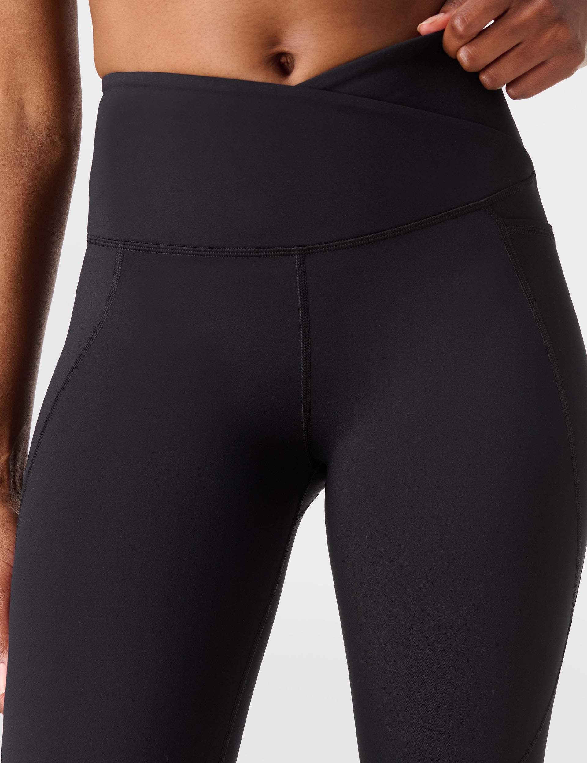 Power 7/8 Wrap Waist Gym Leggings - Black - Image 3