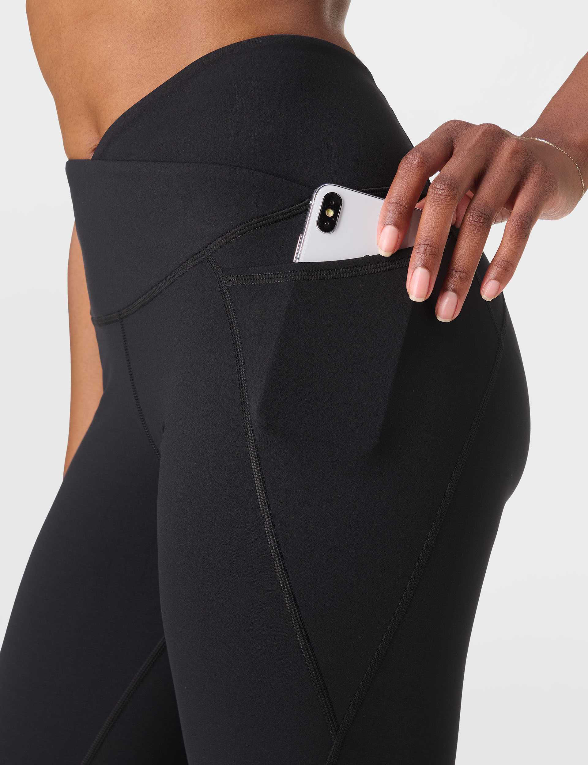 Power 7/8 Wrap Waist Gym Leggings - Black - Image 4