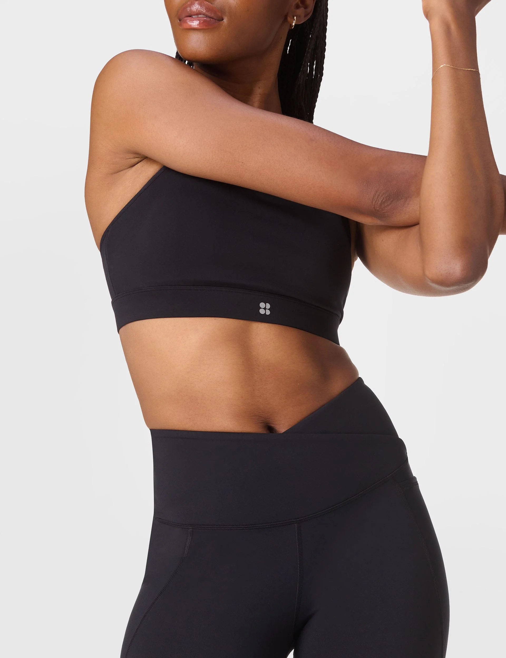 Power 7/8 Wrap Waist Gym Leggings - Black - Image 6