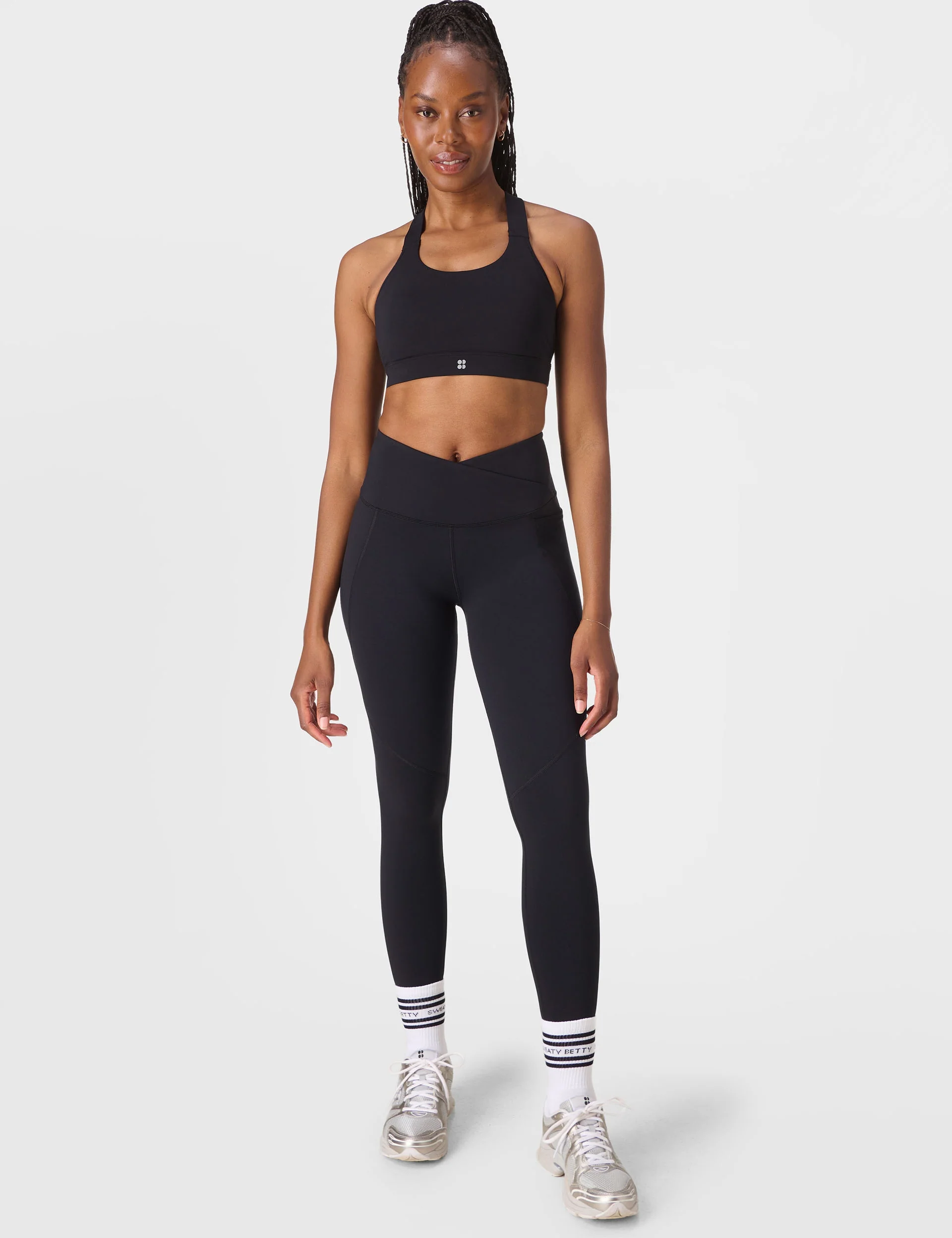 Power 7/8 Wrap Waist Gym Leggings - Black - Image 7