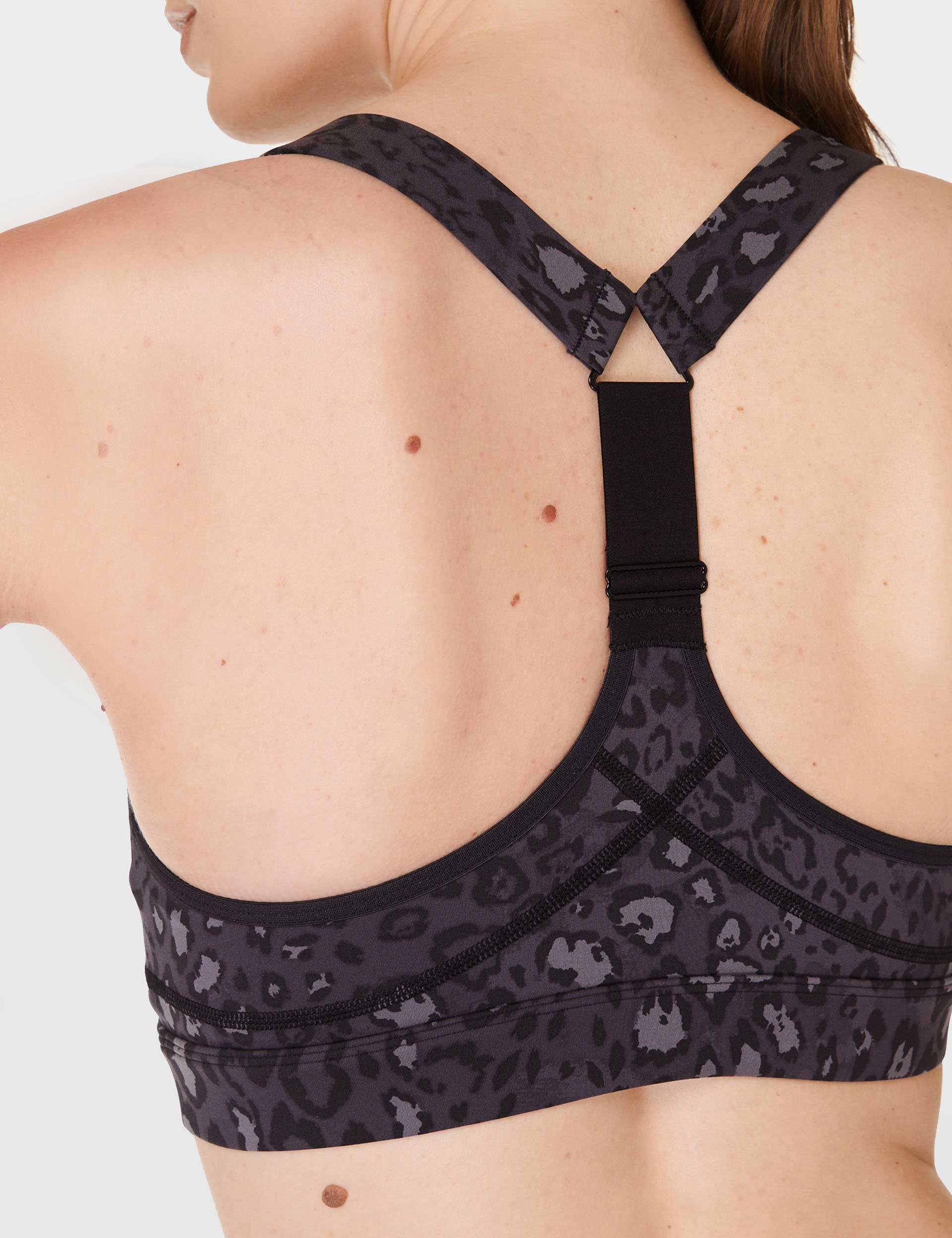 Power Medium Support Sports Bra - Black Luxe Leopard Print - Image 4