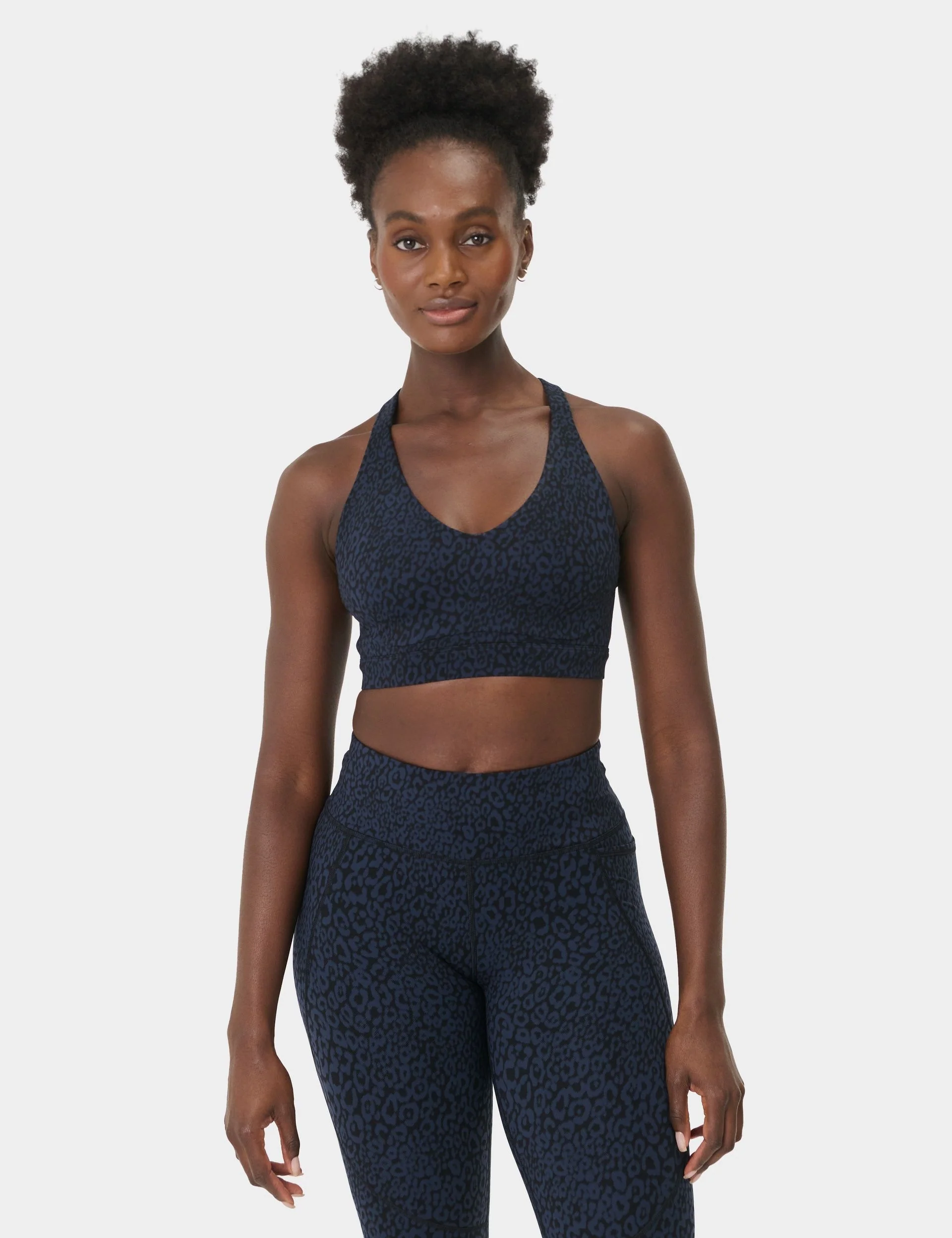 Power Pulse Bra - Blue Halftone Leopard Print
