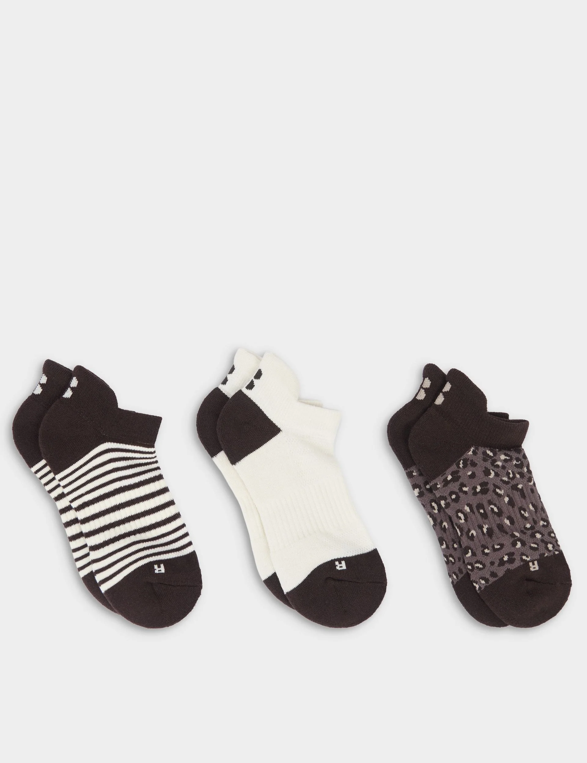 Workout Trainer Socks 3 Pack - Sable Brown Stripe