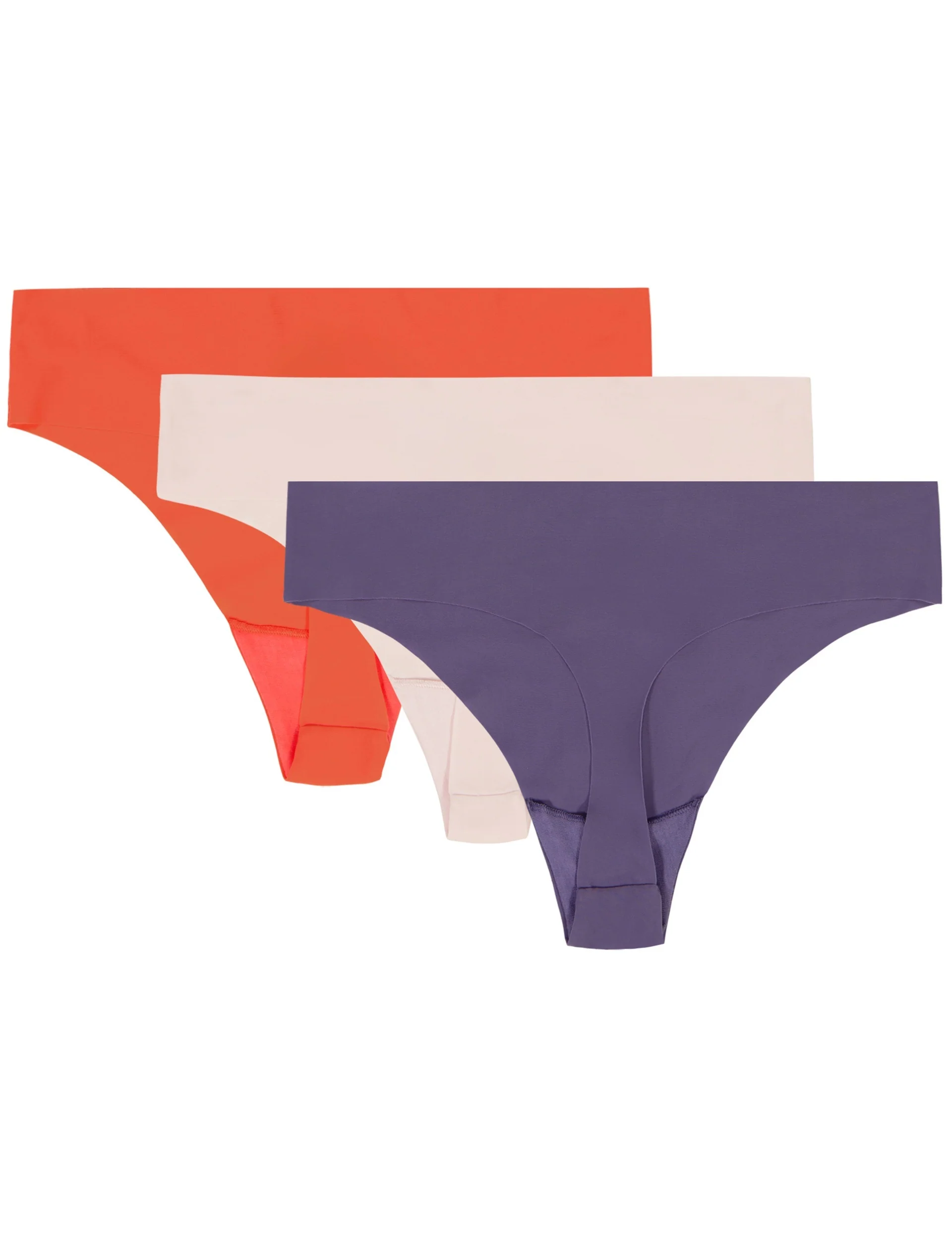 Pure Stretch 3-Pack No Show Thong - Purple Luxe/Pink Dusk/Venom Red - Image 2