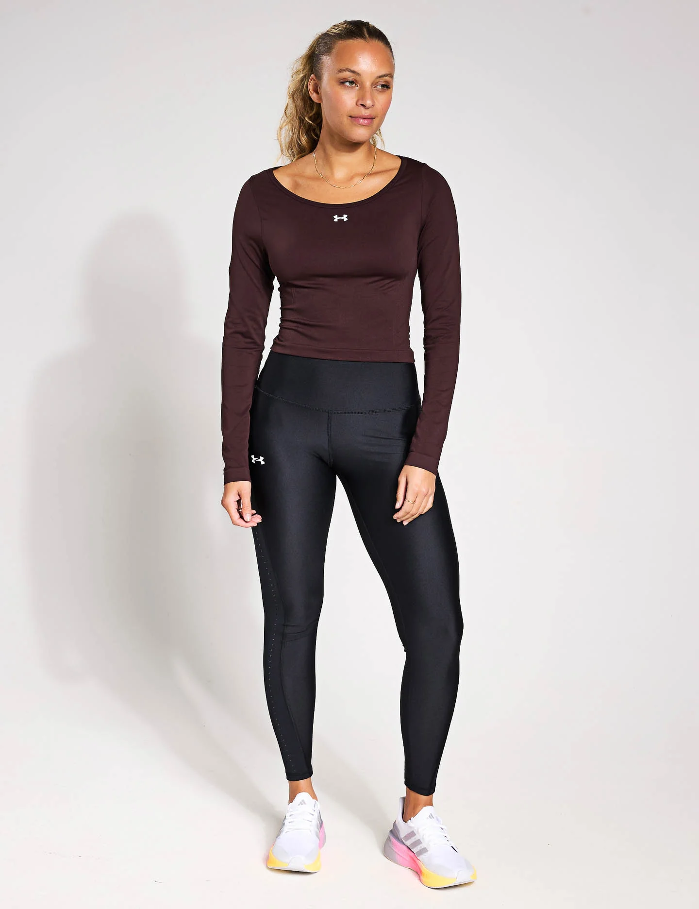 Train Seamless Long Sleeve - Brown Obsidian/White - Image 4