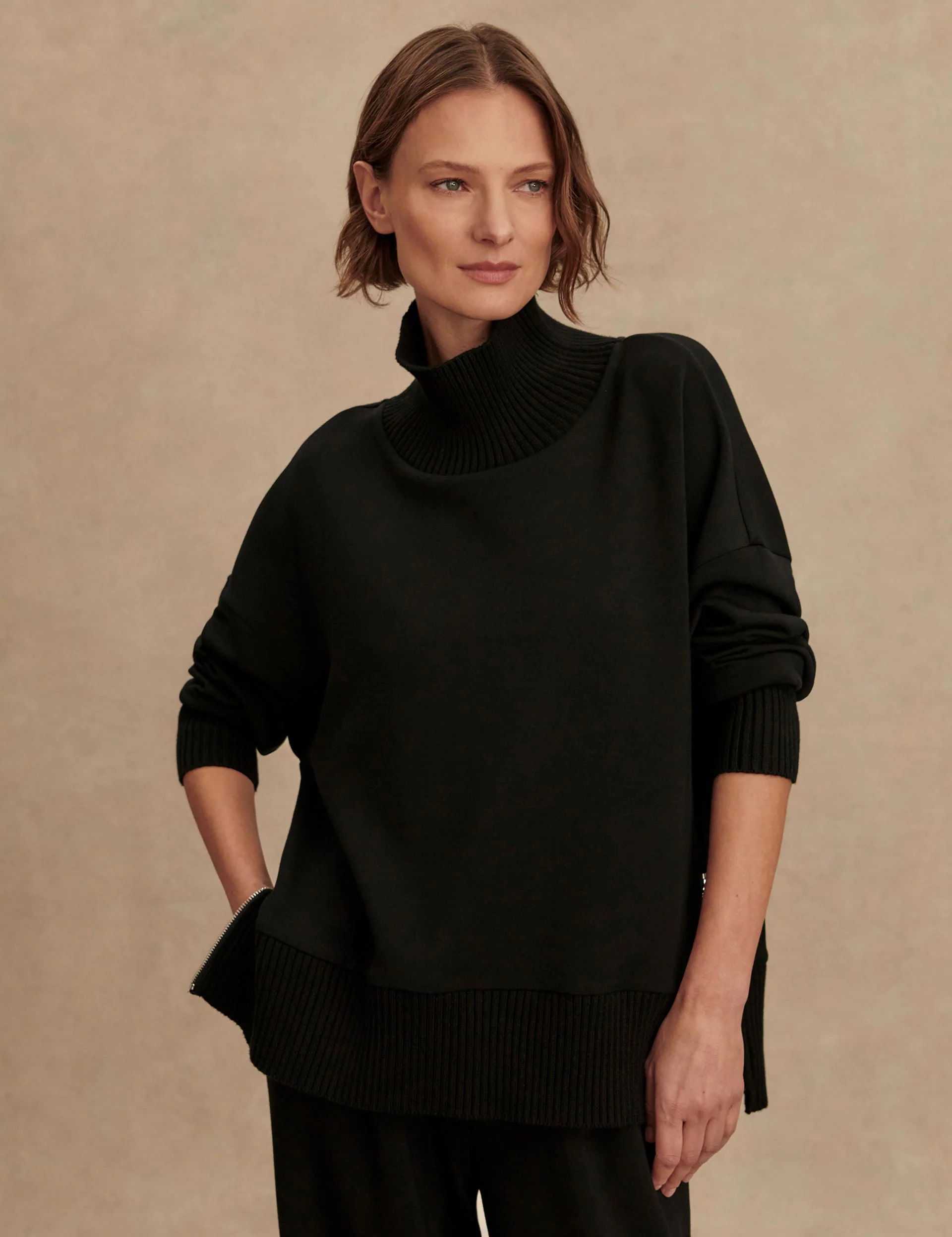 Barker High-Neck Sweat - Black