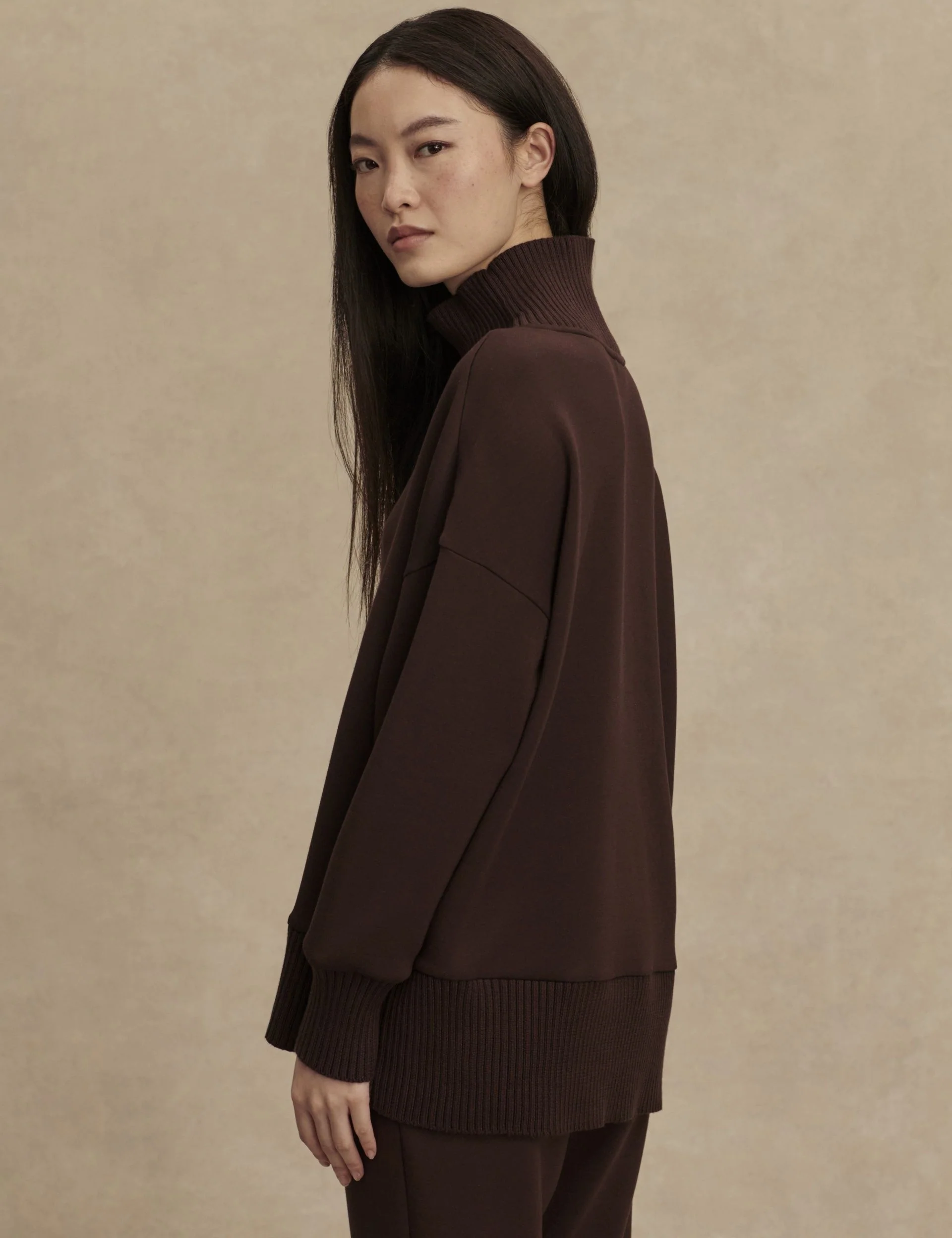 Barker High Neck Sweat - Coffee Bean - Image 5