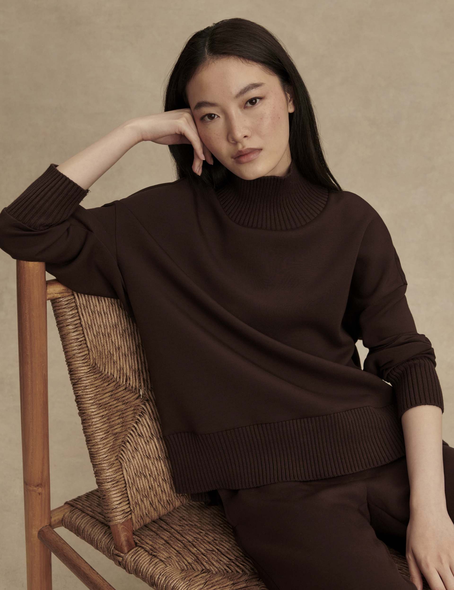 Barker High Neck Sweat - Coffee Bean - Image 6