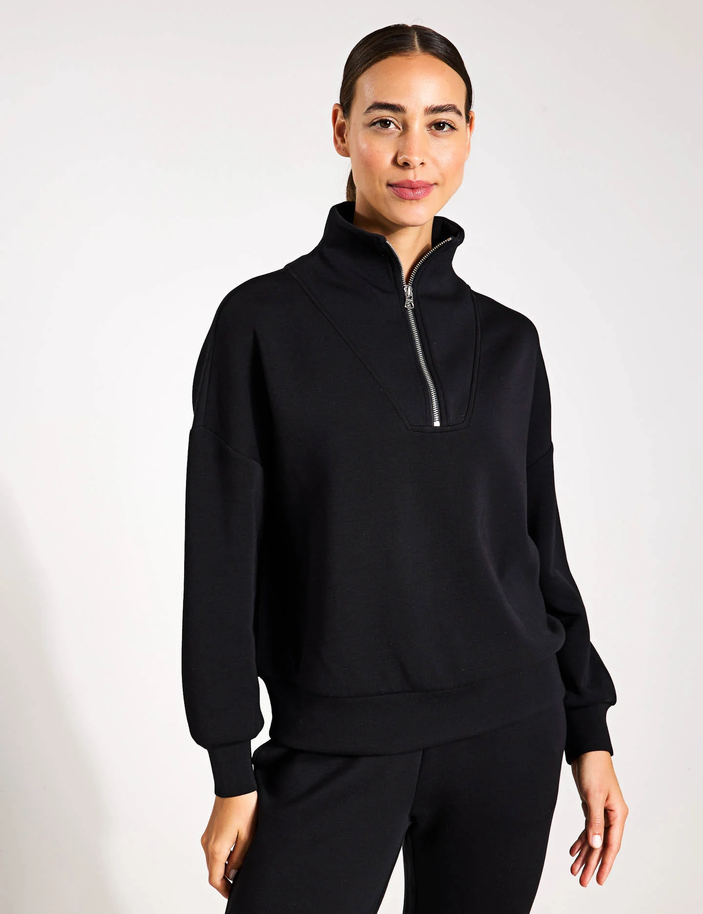 Hawley Half Zip Sweat - Black - Image 3