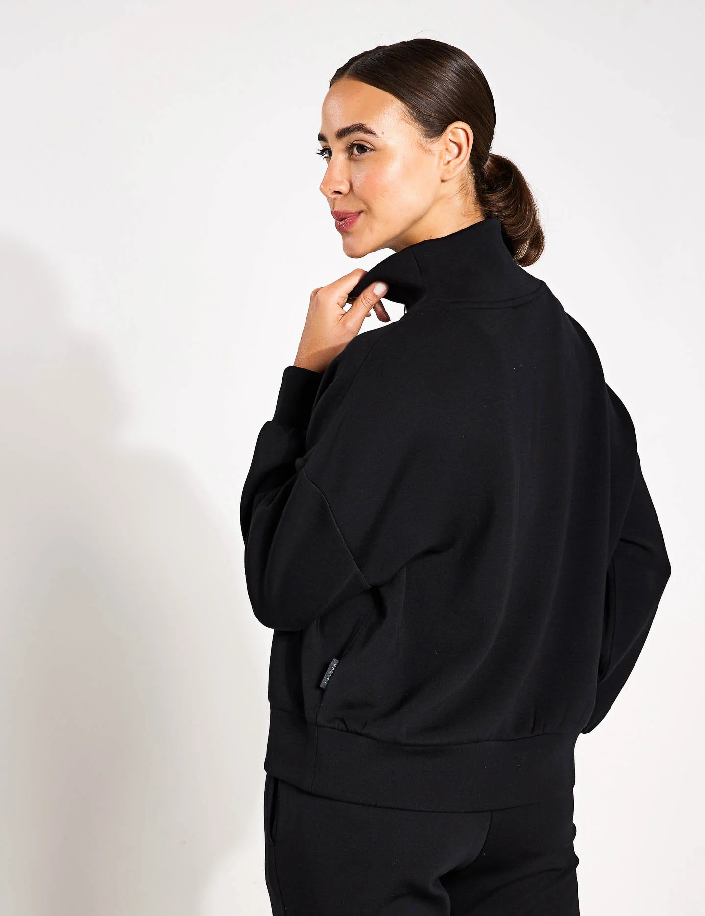 Hawley Half Zip Sweat - Black - Image 4