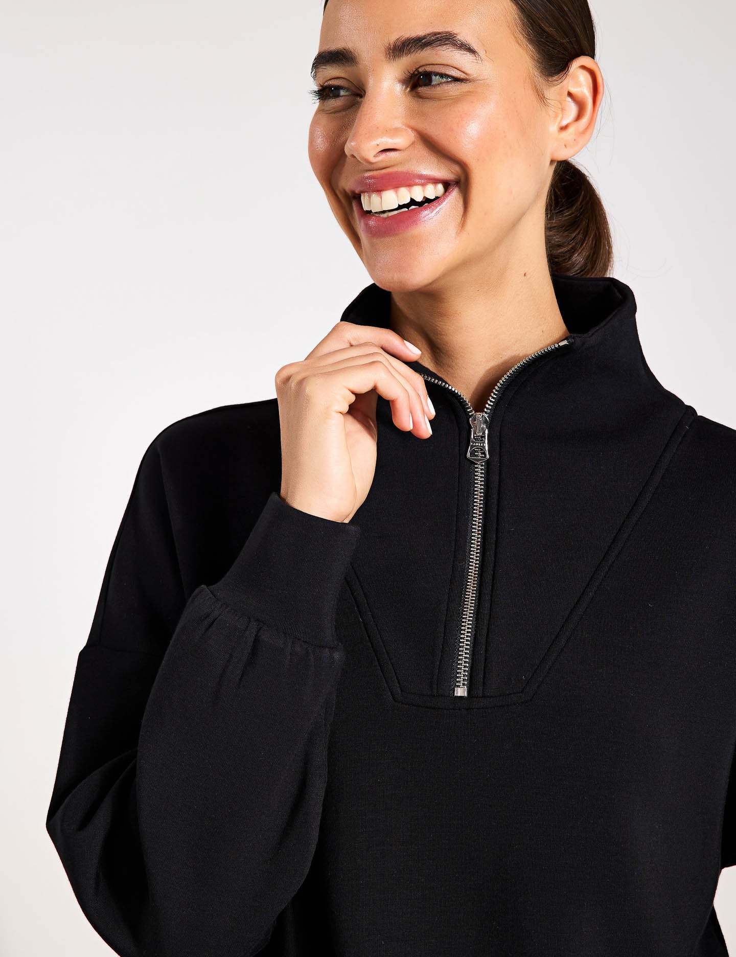 Hawley Half Zip Sweat - Black - Image 5