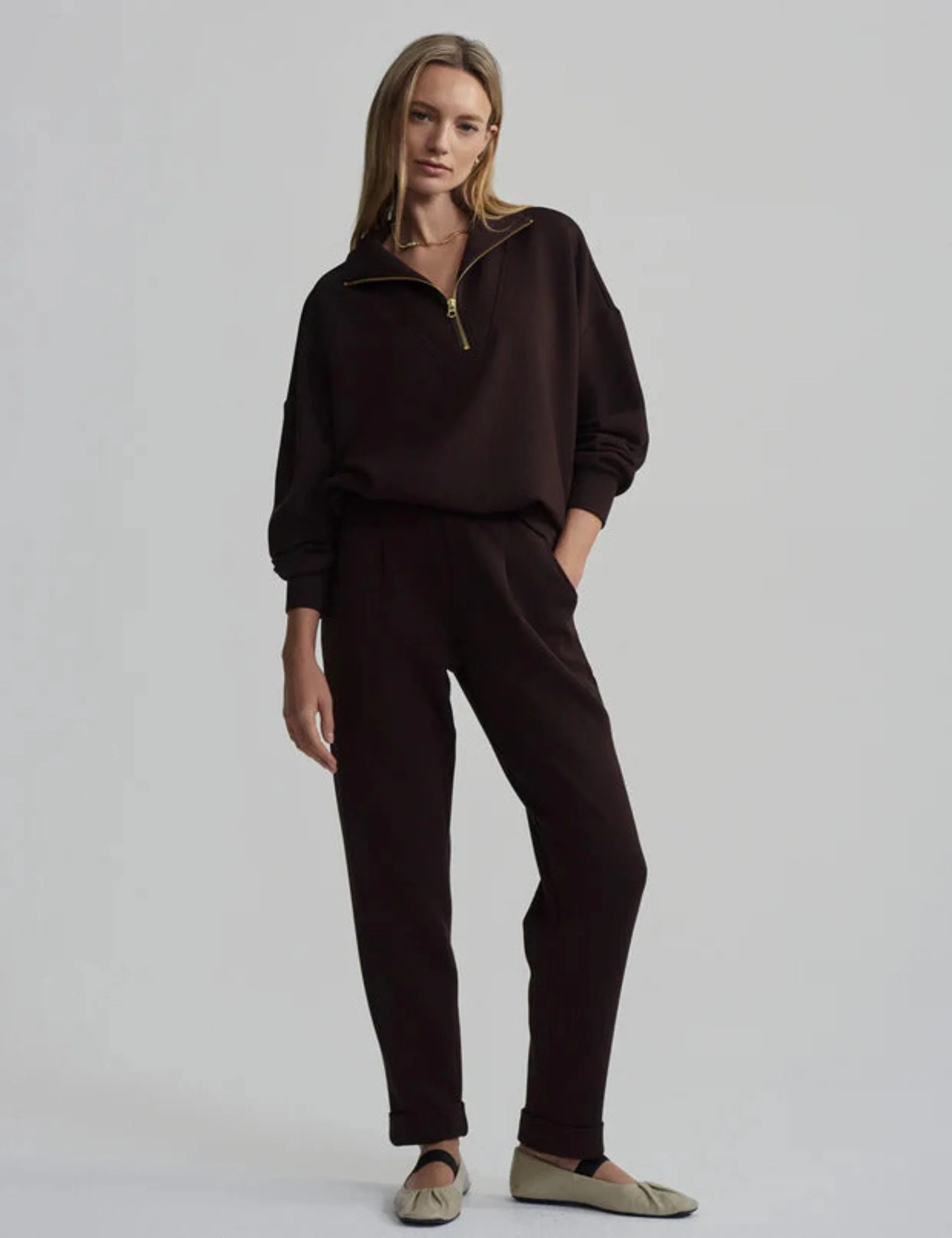 Hawley Half Zip Sweat - Coffee Bean - Image 3