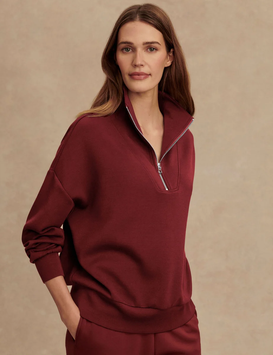 Hawley Half Zip Sweat - New Maroon - Image 5