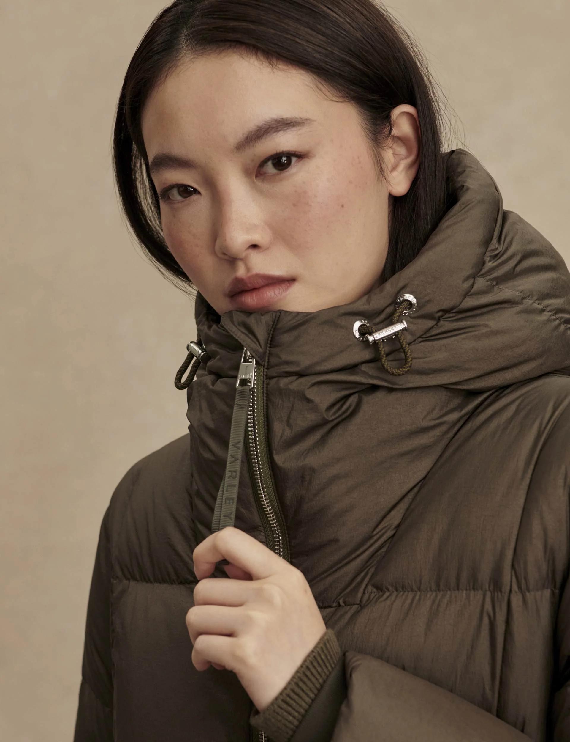 Katya Long Down Puffer - Dark Olive Metallic - Image 3