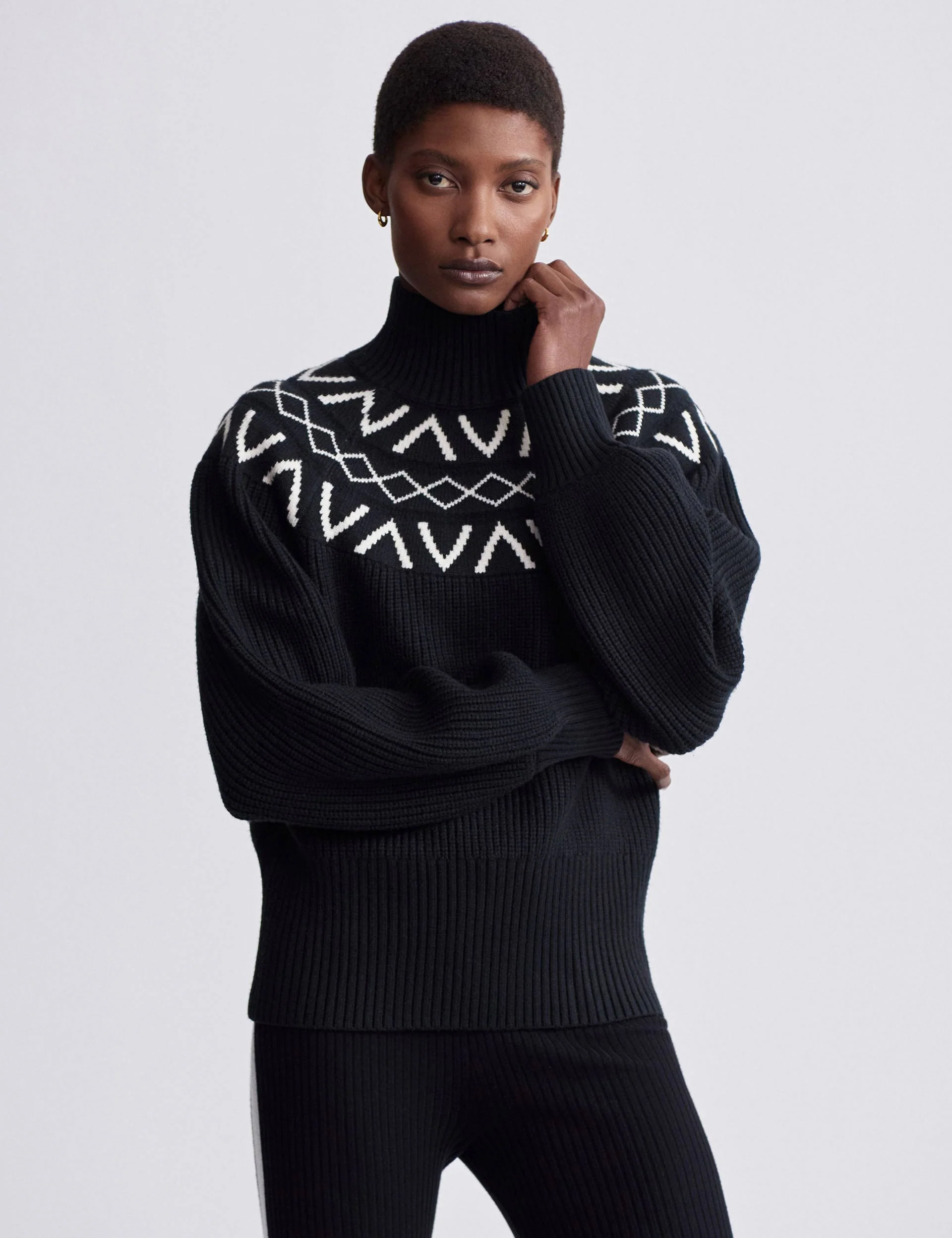 Marcie Fair Isle Yoke Knit - Black - Image 4