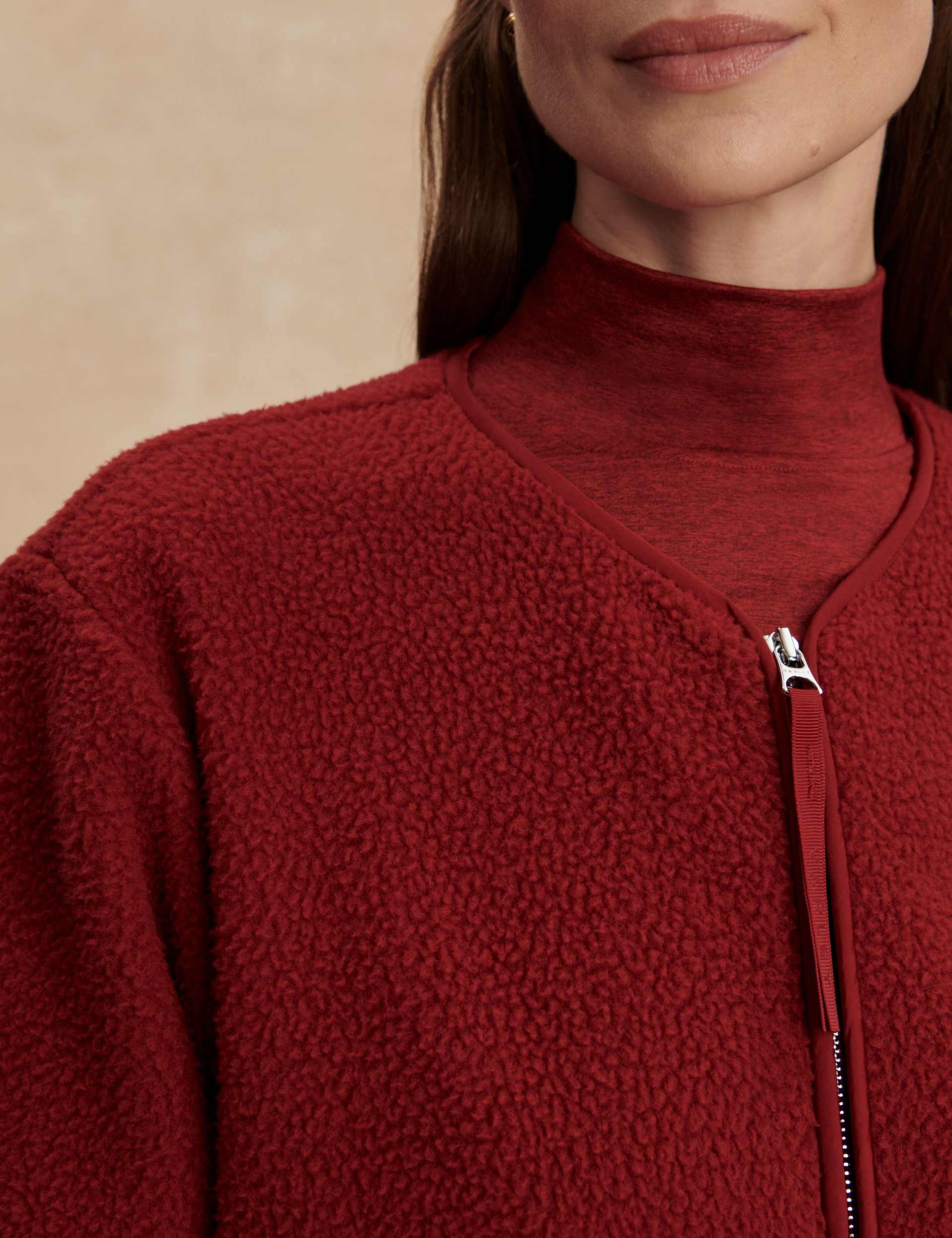 Marina Collarless Fleece - Red Dahlia - Image 3