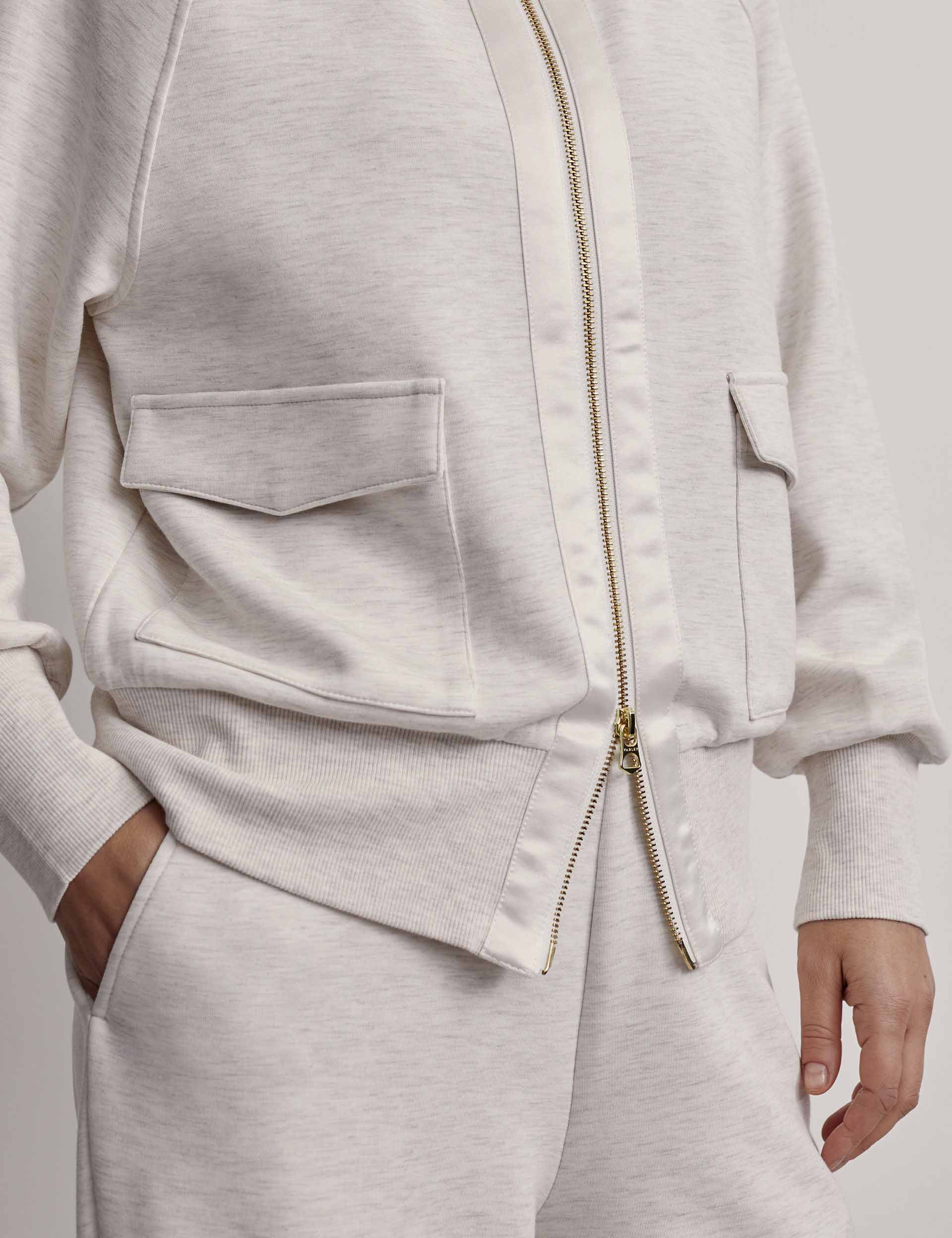 Roxbury Zip-Through Sweat - Ivory Marl - Image 3
