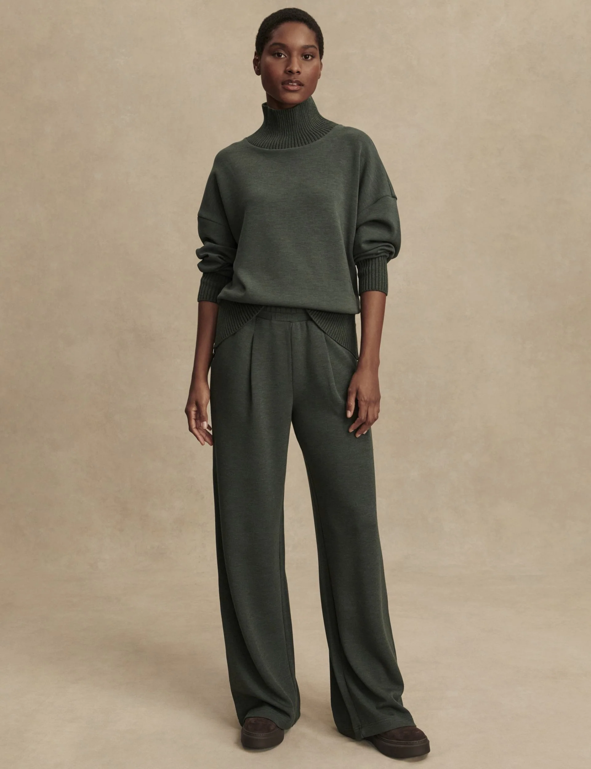 The Extra Wide Leg Pant 29.5" - Olive Marl - Image 5