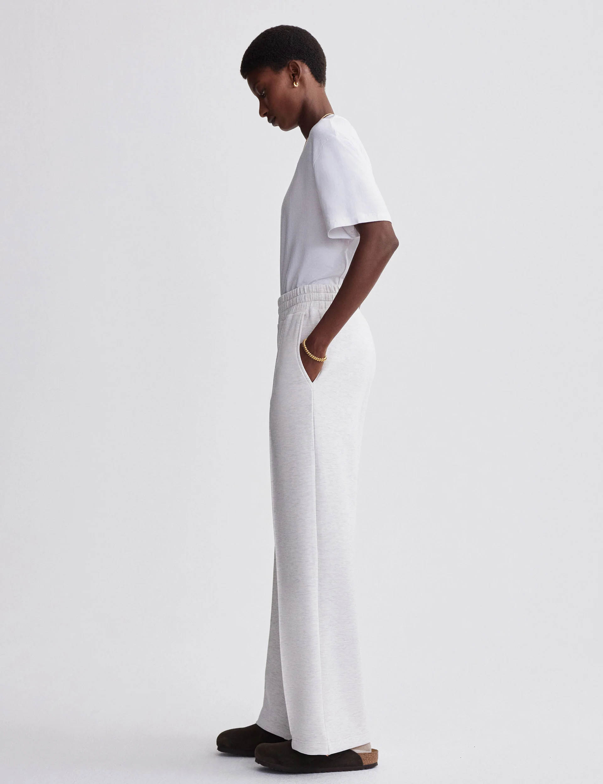 The Wide Leg Pant 30" - Ivory Marl - Image 5
