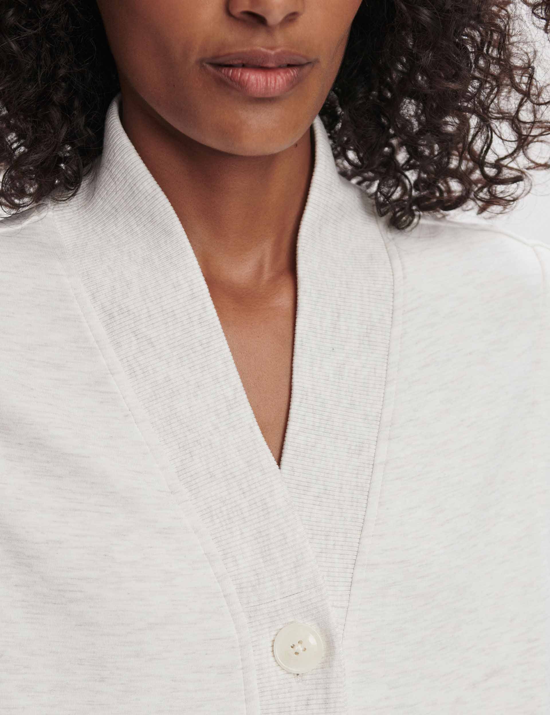 Vicky Button Gilet - Ivory Marl - Image 4