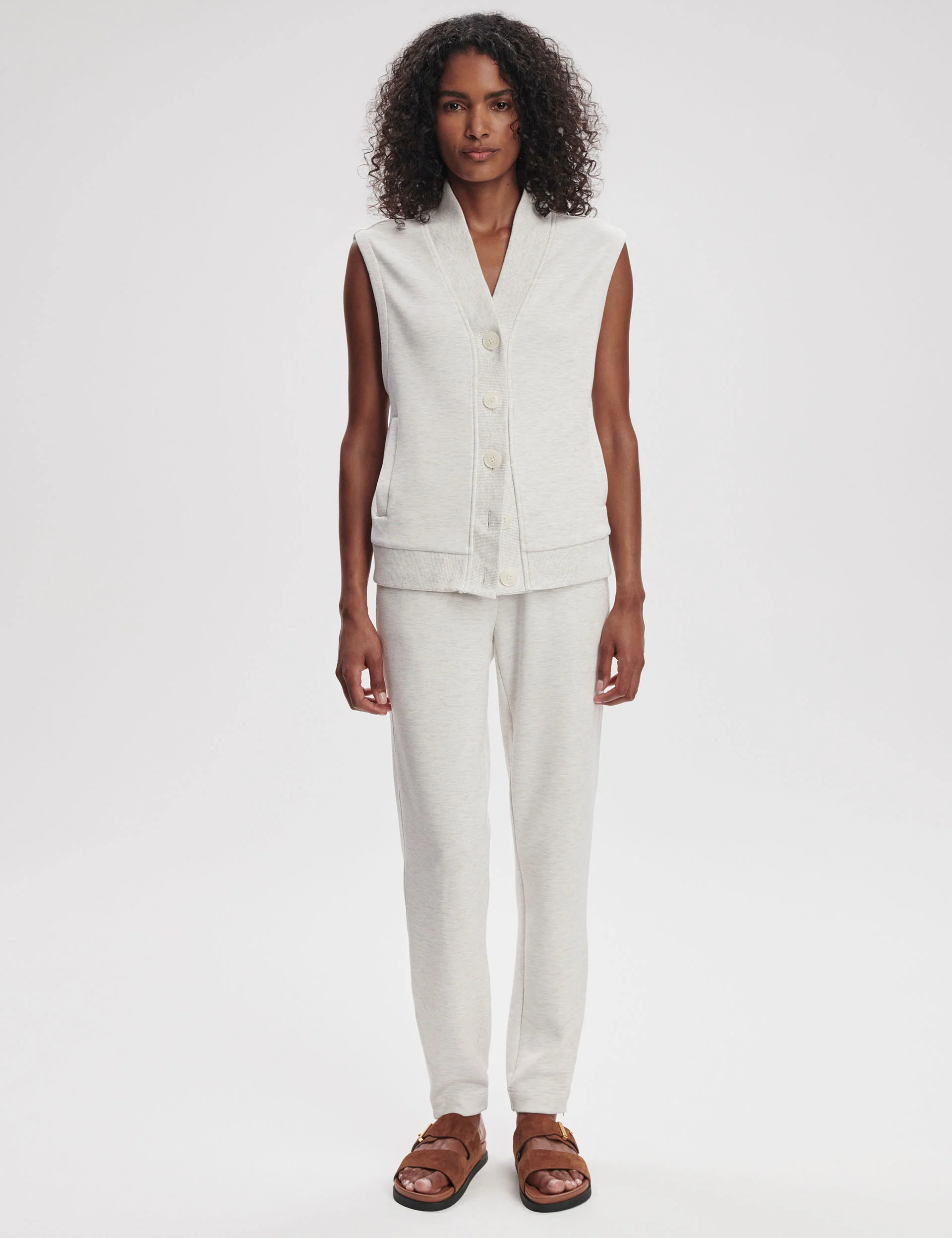 Vicky Button Gilet - Ivory Marl - Image 5